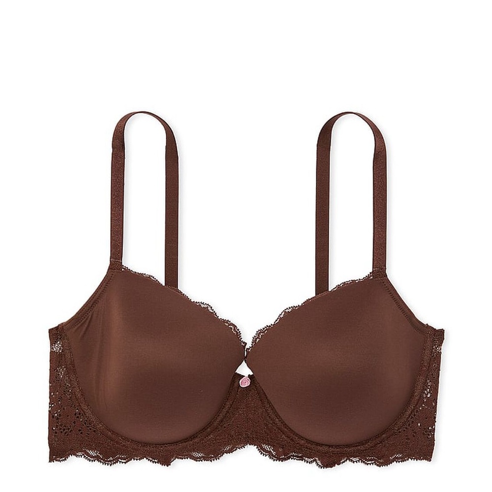 Dream Angels Smooth & Lace Lightly Lined Demi Bra in Mousse